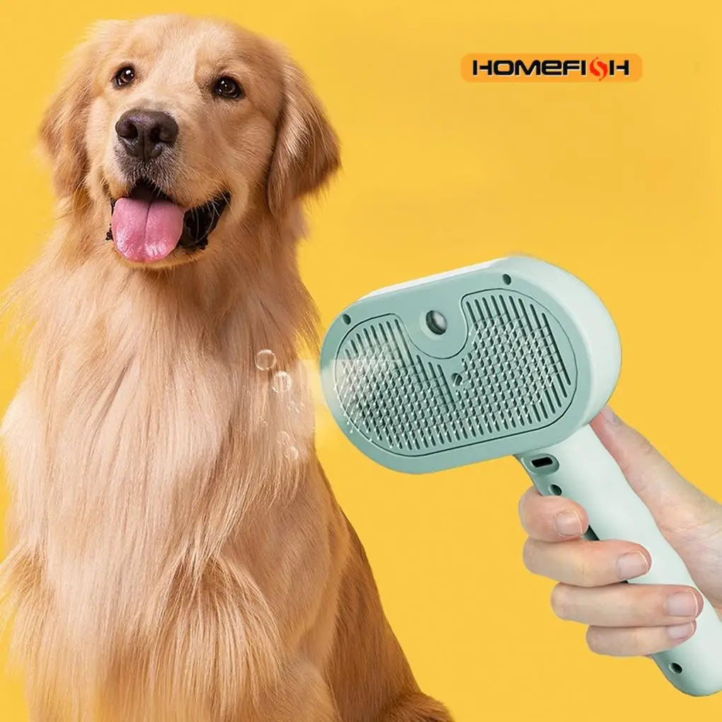 Brosse de toilettage vapeur pour chien — soin hydratant anti-poils démêlage doux PawlyAmigos