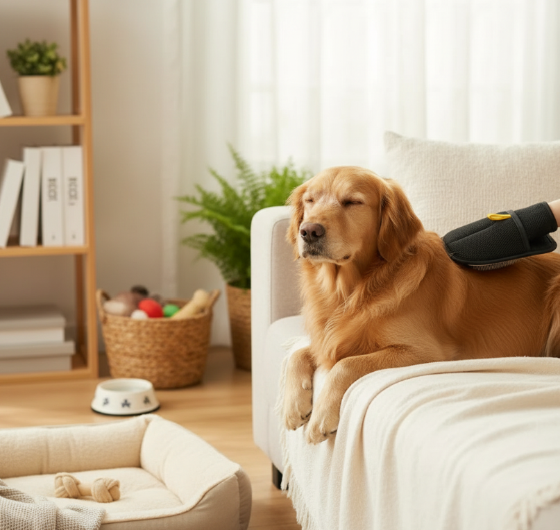 Gants de Toilettage Réutilisables pour Chien & Chat – Élimination des Poils, Double Face (Meubles & Vêtements)