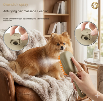Brosse Vapeur Électrique 3-en-1 pour Chien et Chat – Spray Hydratant, Massage Doux et Élimination des Poils Morts et Nœuds